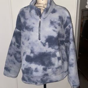 Long Sleeve Sweater, Blue Tye Dye, Wooly Material